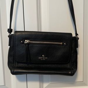 Kate Spade Crossbody Bag. Black pebbled leather.